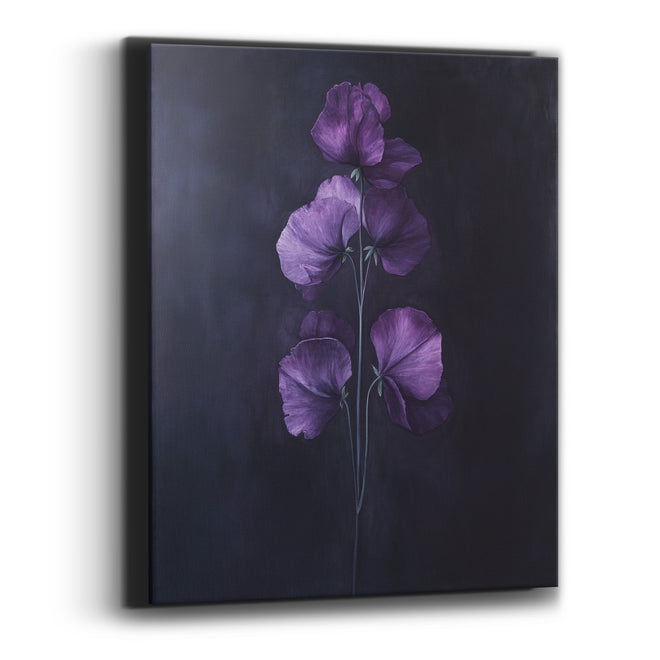 Plum Sweet Pea Tower Moody Botanical Canvas Wall Art