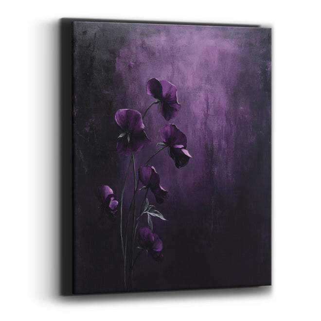 Hanging Violet Blooms Moody Floral Canvas Wall Art