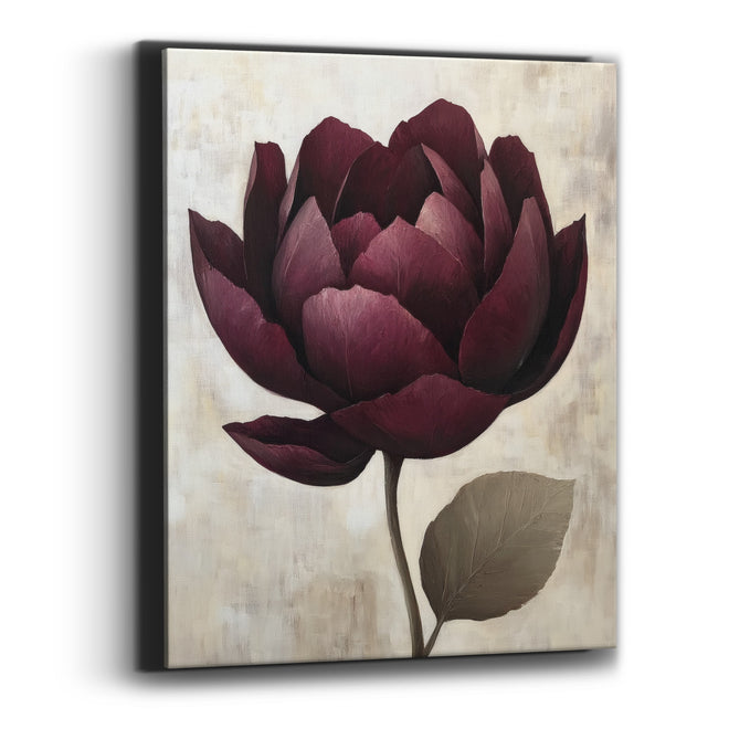 Plum Lotus Single Leaf Botanical Canvas Wall Art