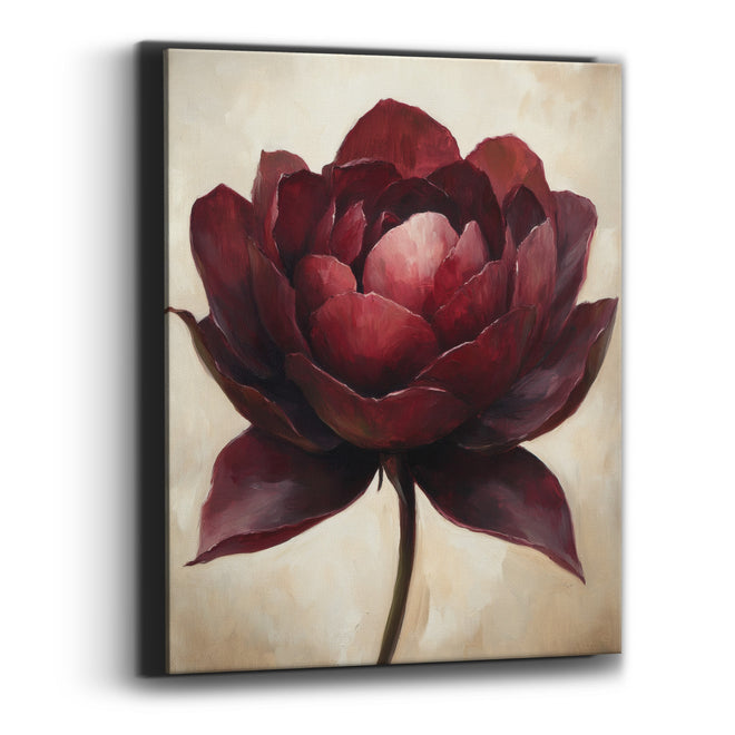 Burgundy Peony Bloom Floral Canvas Wall Art