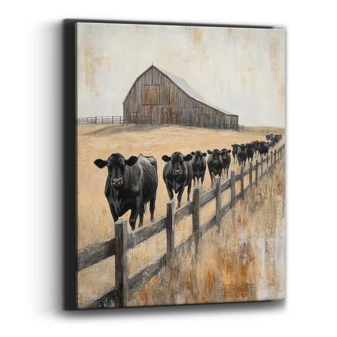 Black Cattle Barn Western Farmhouse Canvas Wall Art