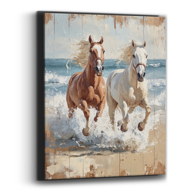 Galloping Horses Coastal Western Canvas Wall Art