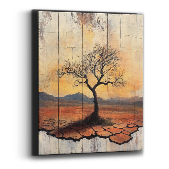 Amber Dusk Bare Tree Rustic Canvas Wall Art