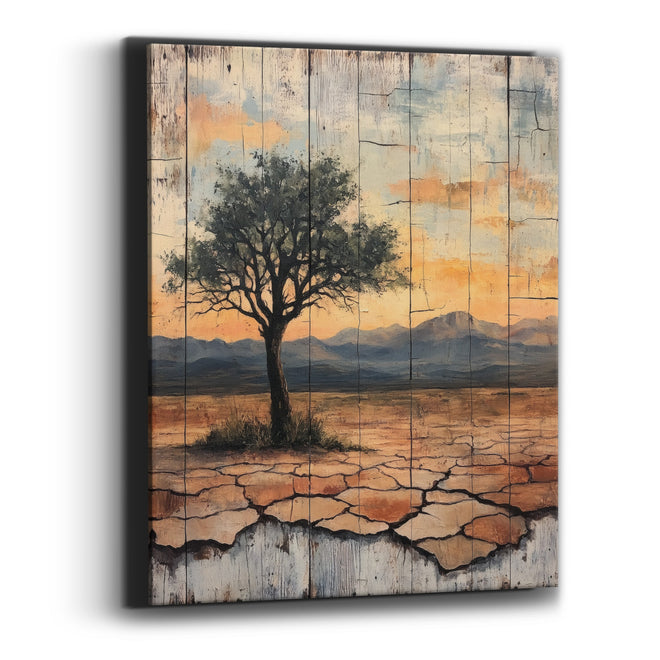 Green Canopy Desert Tree Sunset Canvas Wall Art