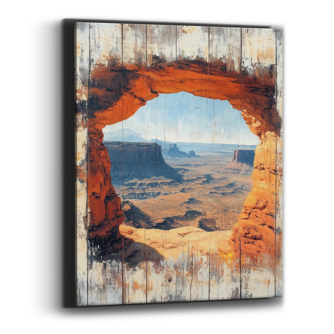 Cliffside Window Canyon Overlook Weathered Canvas Wall Art