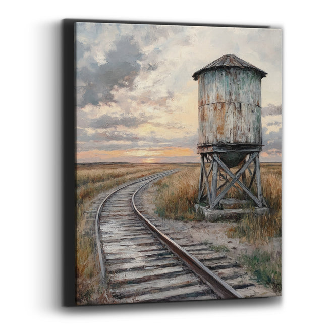 Rustic Railroad Water Tower Western Canvas Wall Art