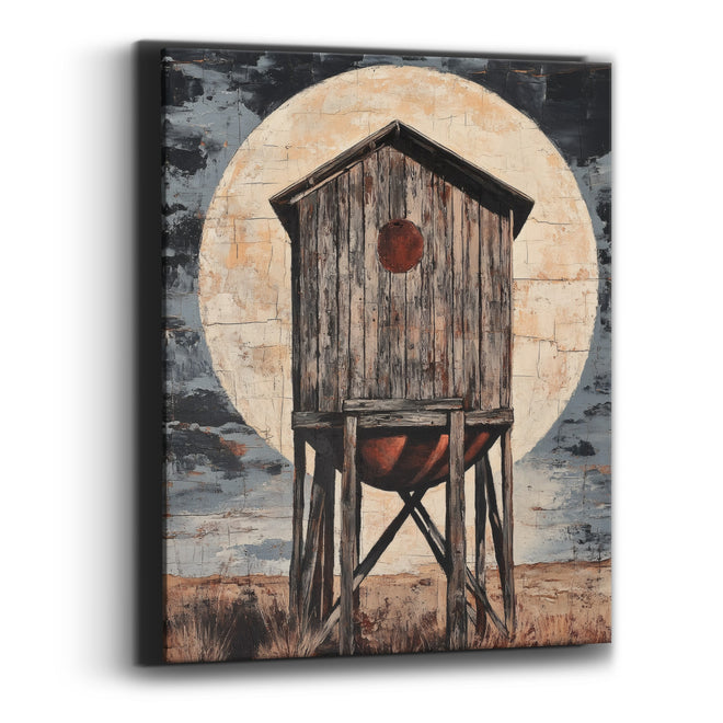 Cream Moon Plank Tower Rustic Canvas Wall Art