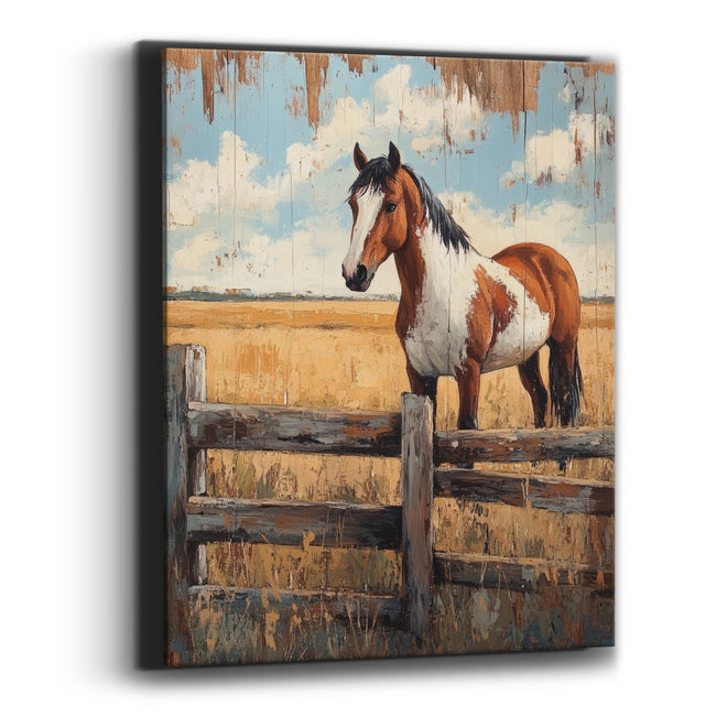 Chestnut Paint Horse Rustic Western Canvas Wall Art