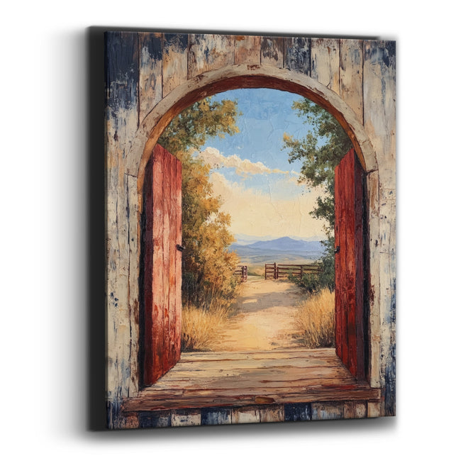Rustic Arched Doorway Western Landscape Canvas Wall Art