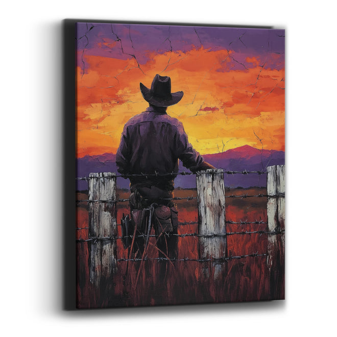 Violet Dusk Cowboy Fence Post Canvas Wall Art