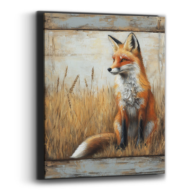 Fox Wheat Ears Meadow Painterly Canvas Wall Art