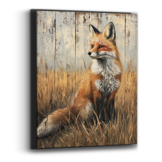 Red Fox Golden Grass Western Canvas Wall Art