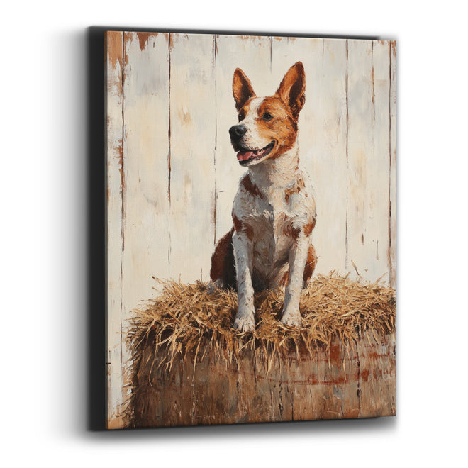 Happy Red Heeler Farmhouse Rustic Canvas Wall Art
