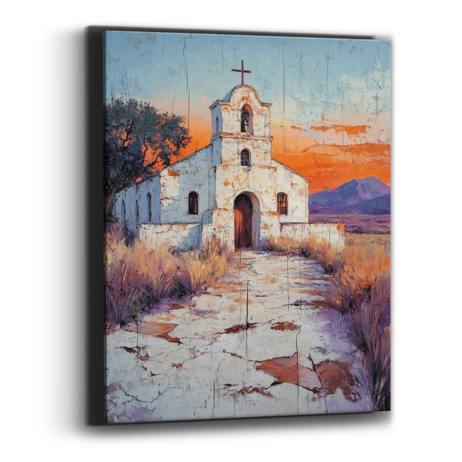 Desert Mission Church Southwestern Landscape Canvas Wall Art