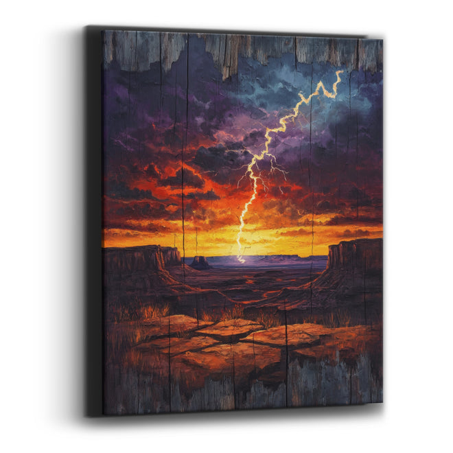 Desert Lightning Storm Western Canvas Wall Art