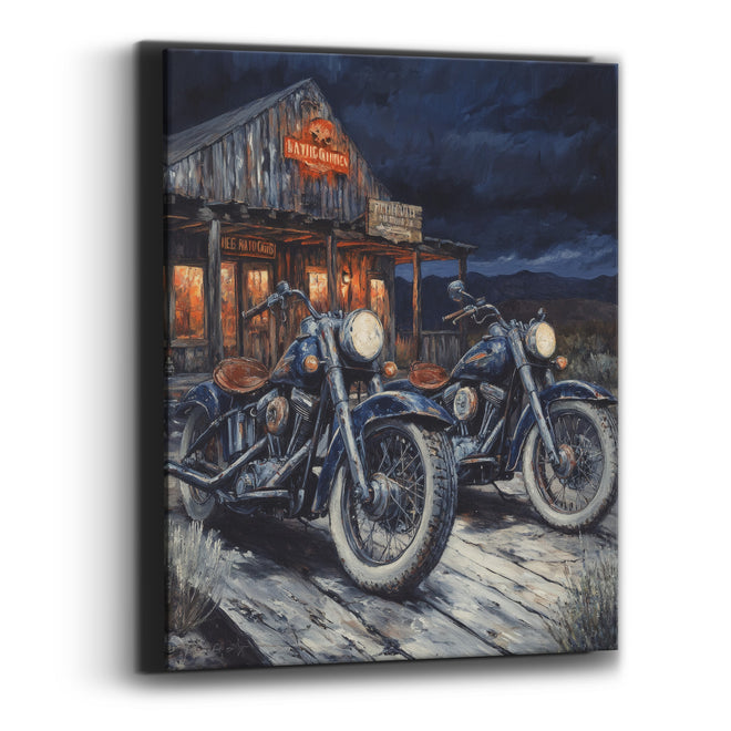 Navy Motorcycles Roadhouse Western Rustic Canvas Wall Art