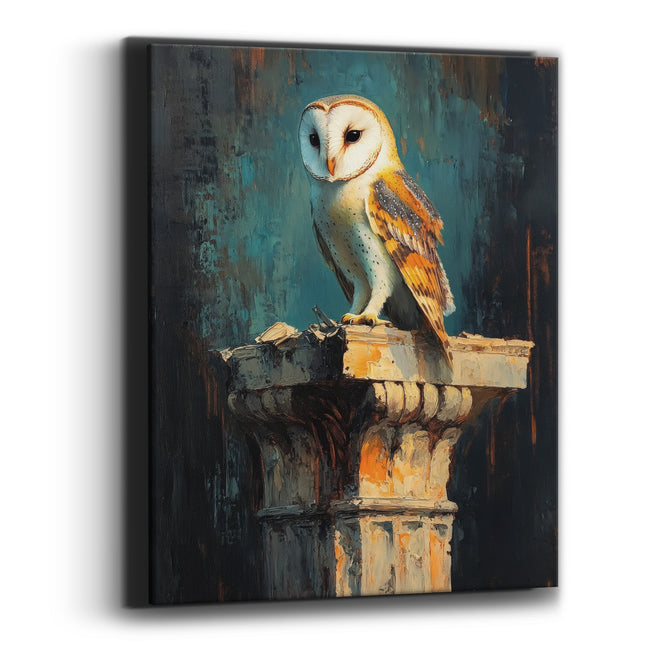 Amber Winged Barn Owl Classic Canvas Wall Art