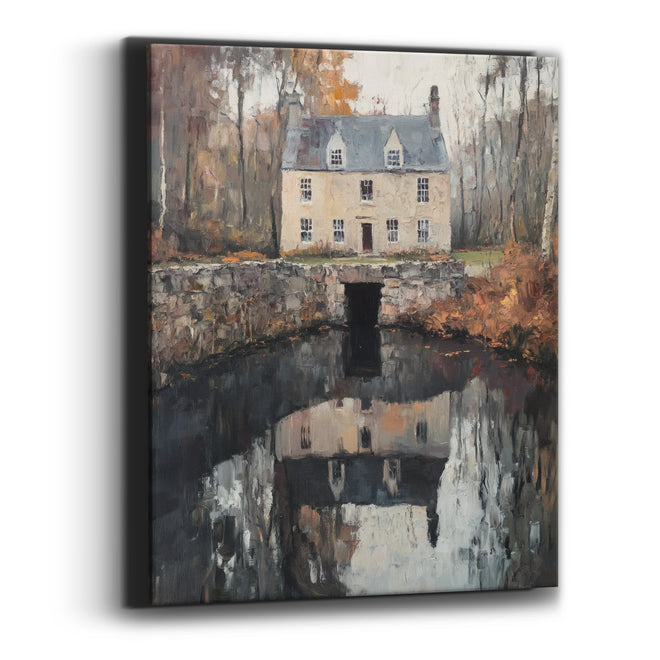 Cottage Pond Bridge Moody Classic Canvas Wall Art