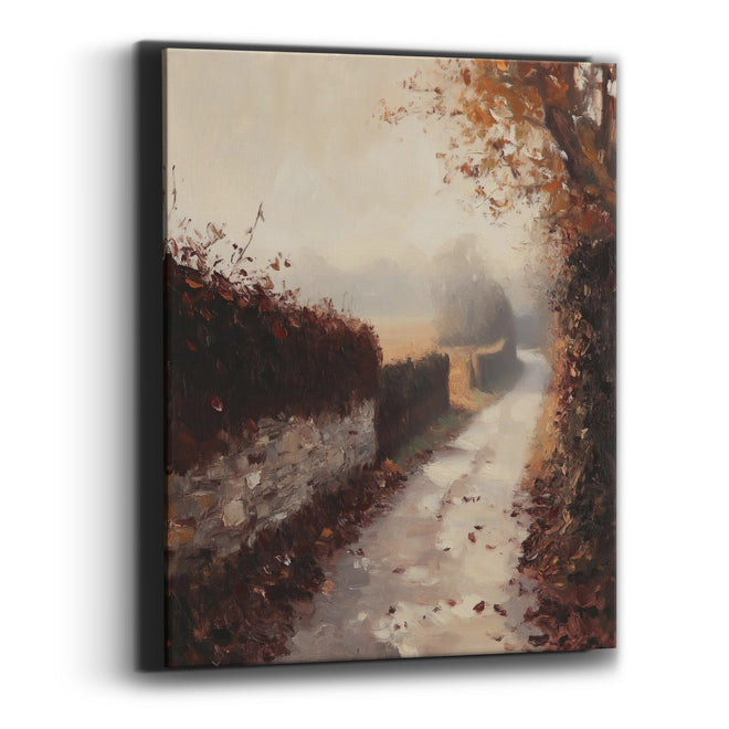 Foggy Hedgerow Leaf Lane Rustic Canvas Wall Art