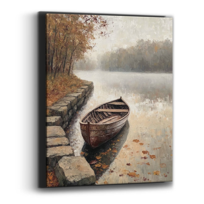 Stone Steps Rowboat Lake Classic Canvas Wall Art