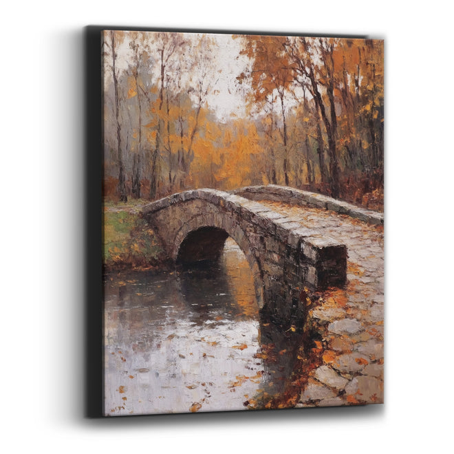 Autumn Stone Bridge Landscape Moody Canvas Wall Art