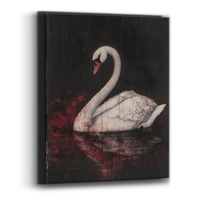 Upright Swan Scarlet Gothic Canvas Wall Art
