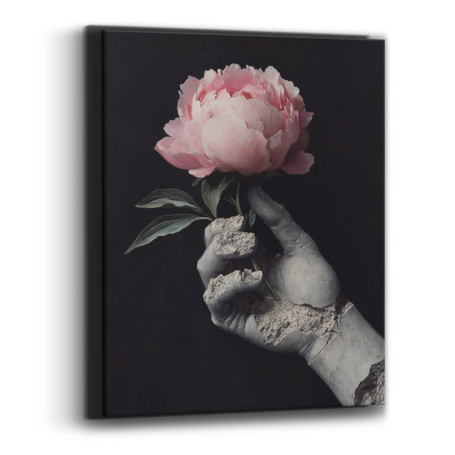 Broken Statue Hand Peony Still Life Canvas Wall Art