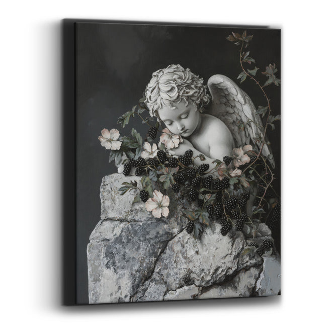 Sleeping Cherub Blackberry Vine Gothic Canvas Wall Art