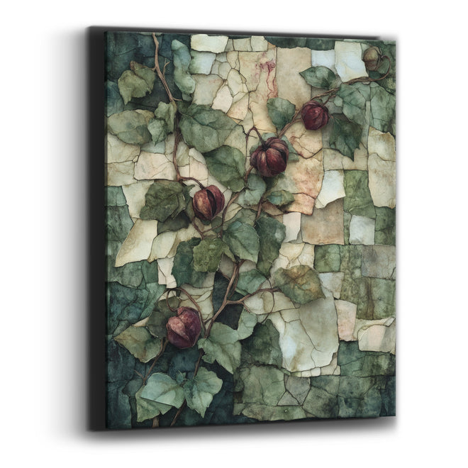 Burgundy Husk Vine Mosaic Botanical Canvas Wall Art