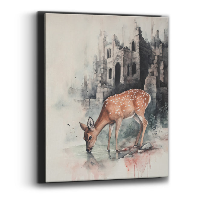 Fawn Wading Castle Shadows Classic Canvas Wall Art