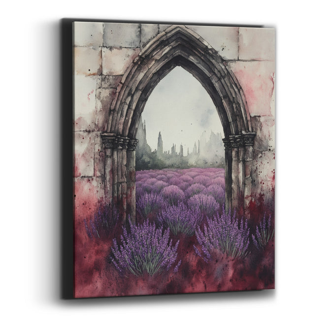 Lavender Gothic Arch Moody Botanical Canvas Wall Art