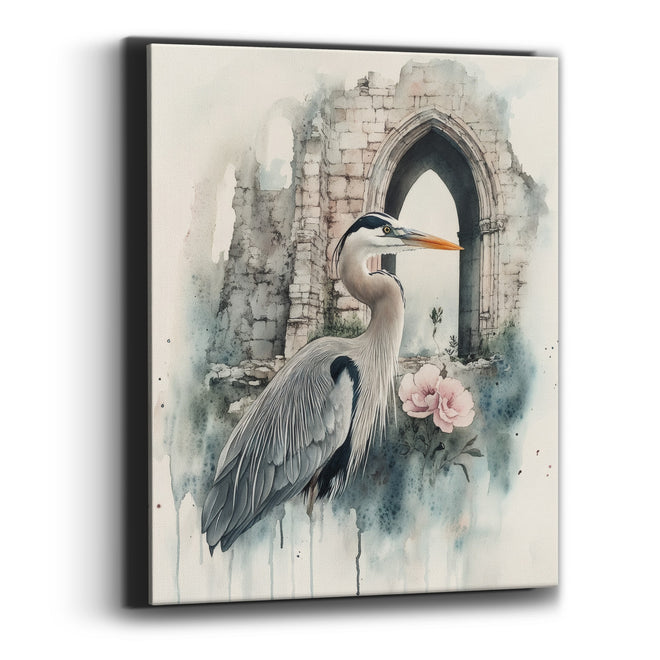 Heron Facing Archway Classic Gothic Canvas Wall Art