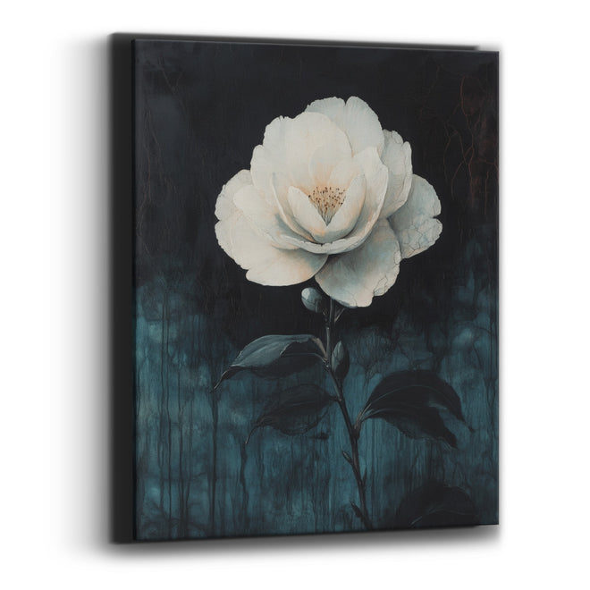 Pale Camellia Bud Drips Gothic Canvas Wall Art