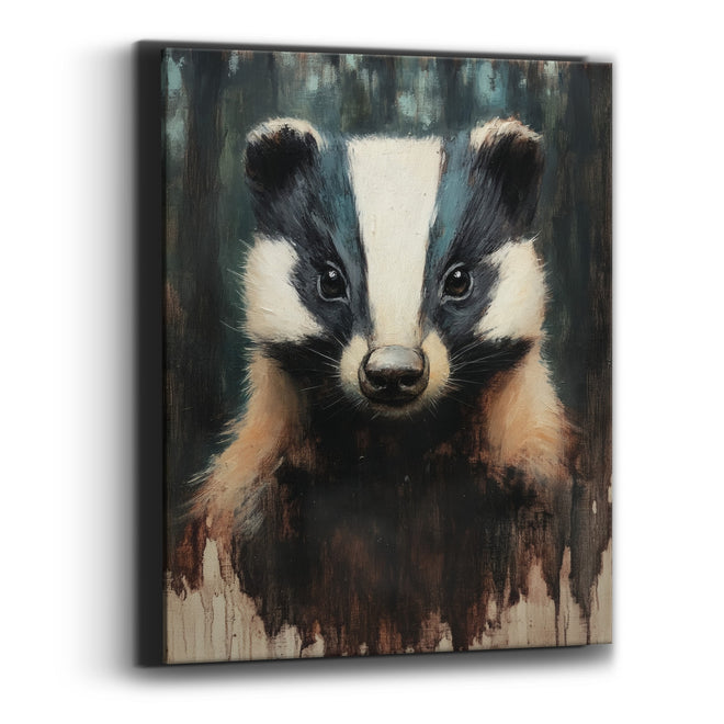 Shadowed Forest Badger Moody Canvas Wall Art