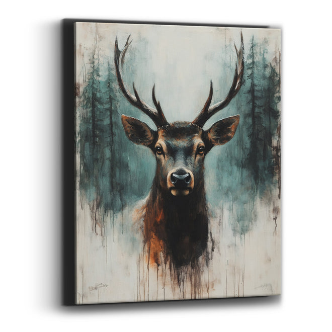 Rust Mist Elk Portrait Rustic Canvas Wall Art