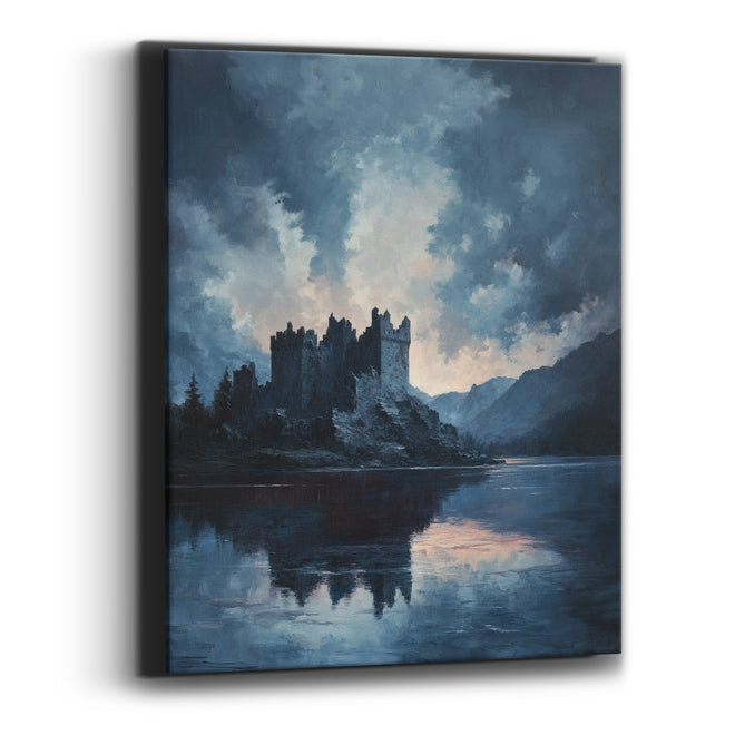 Moody Castle Lake Landscape Romantic Canvas Wall Art