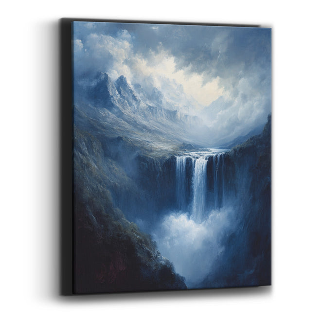 Misty Mountain Waterfall Romantic Landscape Canvas Wall Art
