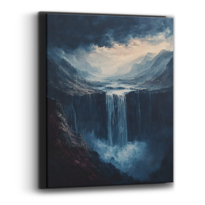 Stormlit Canyon Cascade Moody Landscape Canvas Wall Art