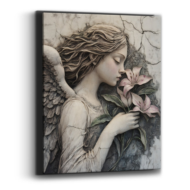 Dreaming Angel Pink Lilies Romantic Canvas Wall Art