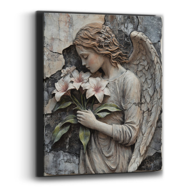 Floral Crowned Angel Gothic Rustic Canvas Wall Art