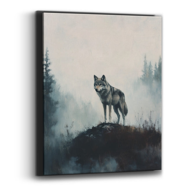 Gray Wolf Side Profile Moody Canvas Wall Art