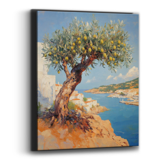 Olive Tree Coastal Cove Impressionist Canvas Wall Art