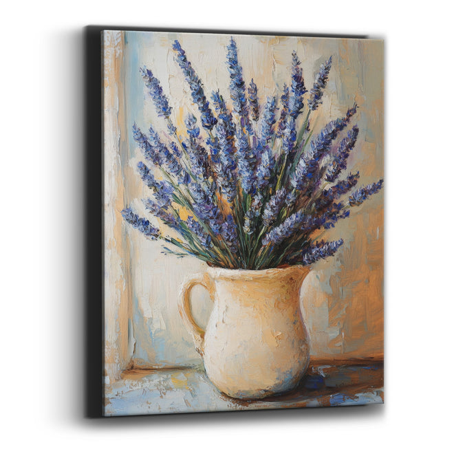 Lavender Cream Pitcher Coastal Still Life Canvas Wall Art