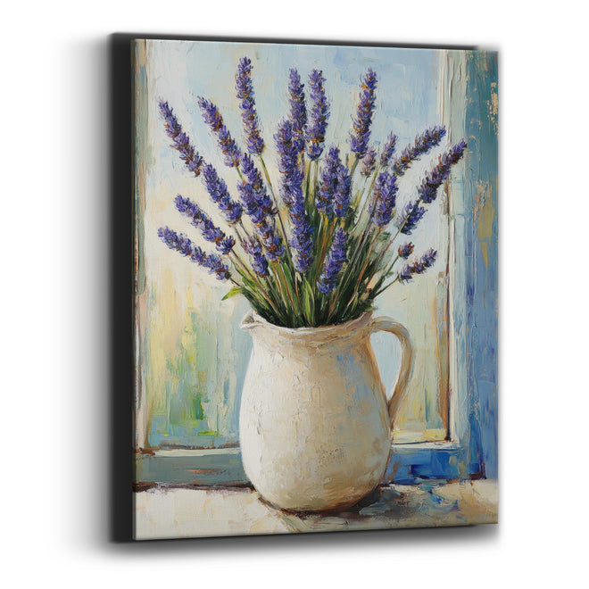 Lavender Cream Pitcher Cottage Coastal Canvas Wall Art