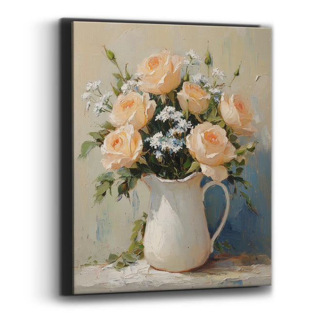 Blush Roses Sage Backdrop Classic Canvas Wall Art