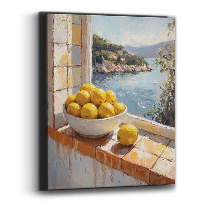 Lemon Bowl Coastal Window View Canvas Wall Art