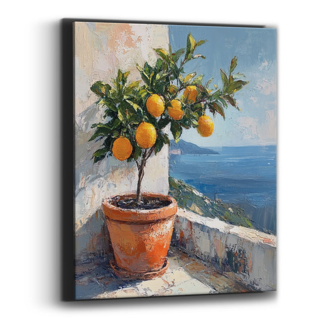Terracotta Pot Lemon Tree Coastal Canvas Wall Art