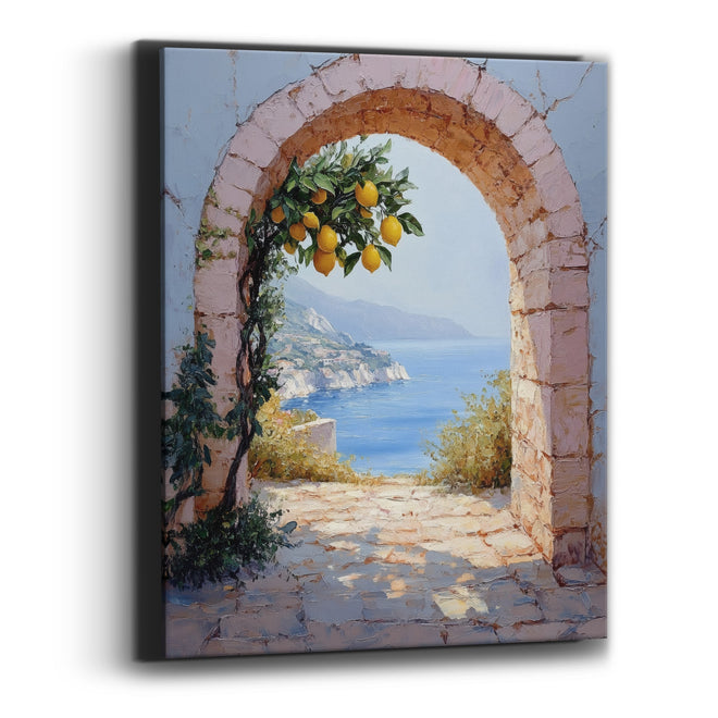 Lemon Tree Stone Arch Seascape Canvas Wall Art