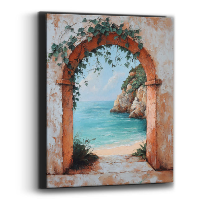 Weathered Archway Lagoon Rustic Coastal Canvas Wall Art