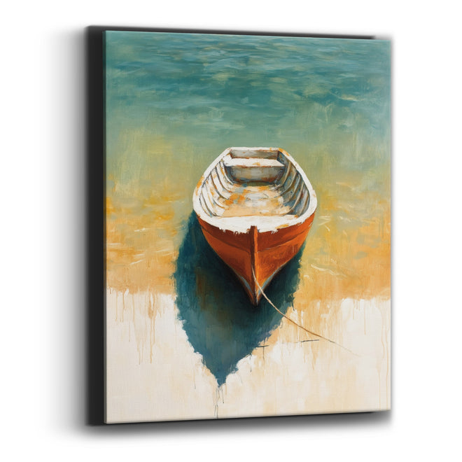 Shallow Water Skiff Teal Boho Canvas Wall Art